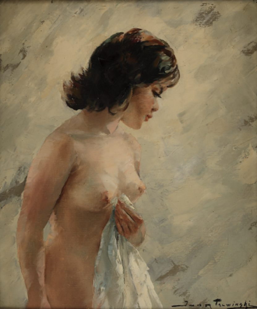 'A Nude Girl Holding a Towel' by Igor Talwinski