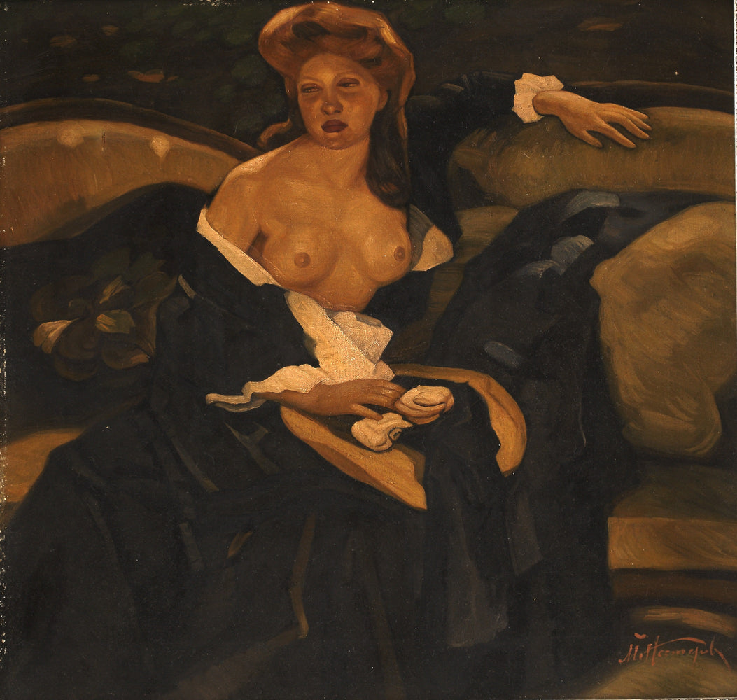 Femme au Buste Denude Oil on Canvas by Mikhail Vasilievich Nesterov
