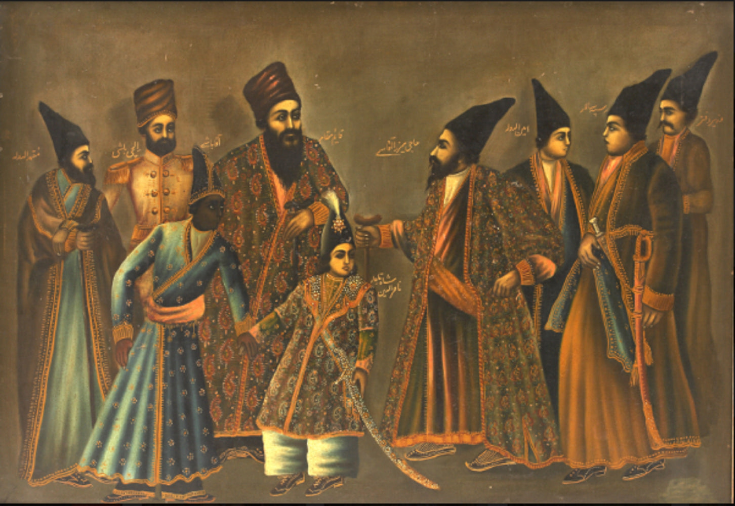 Portrait of Nasir Al-Din Shah Qajar as a Prince with his Entourage