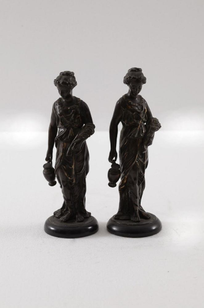 TWO MATCHING BRONZE CLASSICAL FEMALE FIGURES bronze