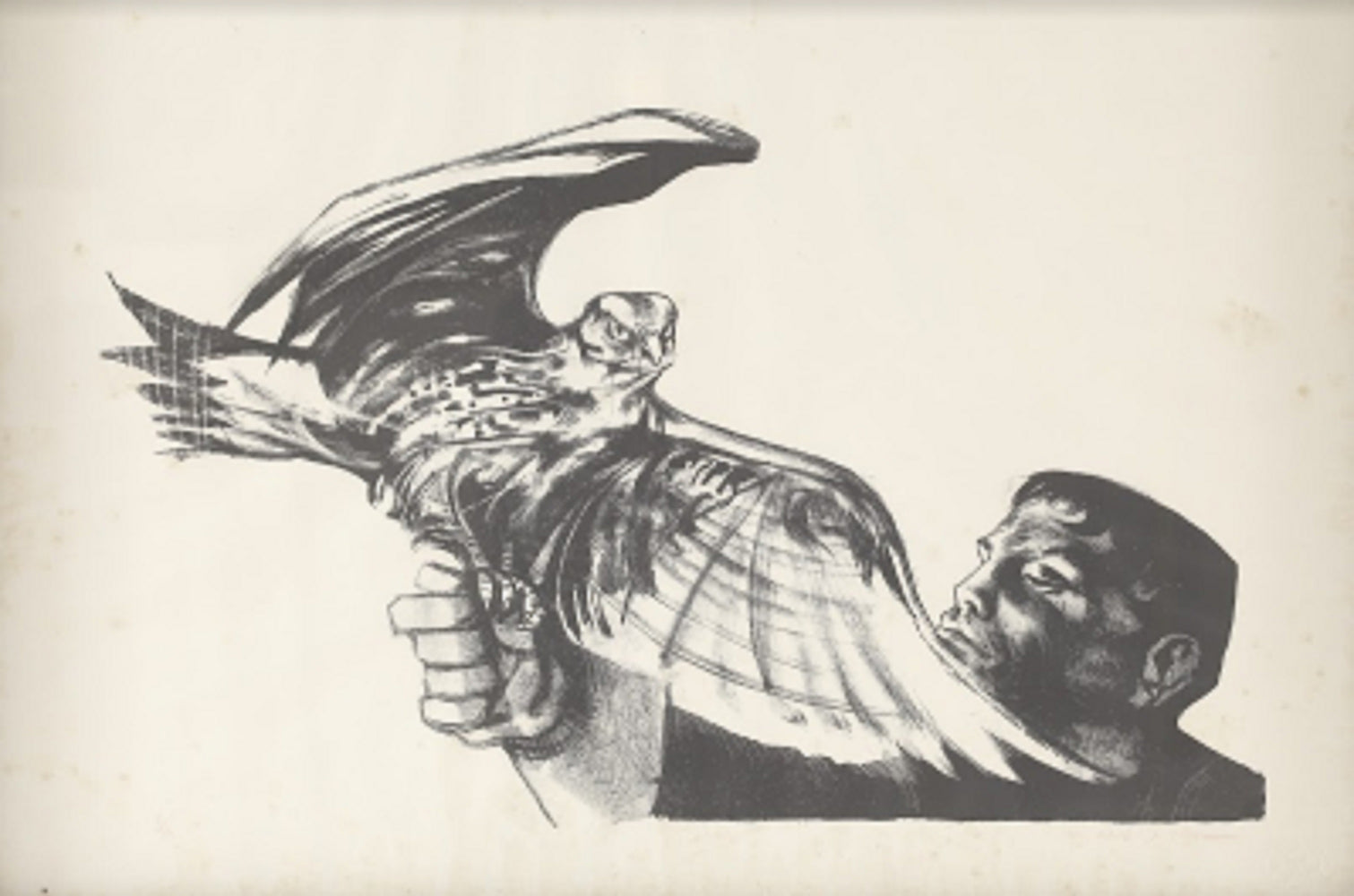 A falconer, Monochrome print by Michael Ayrton