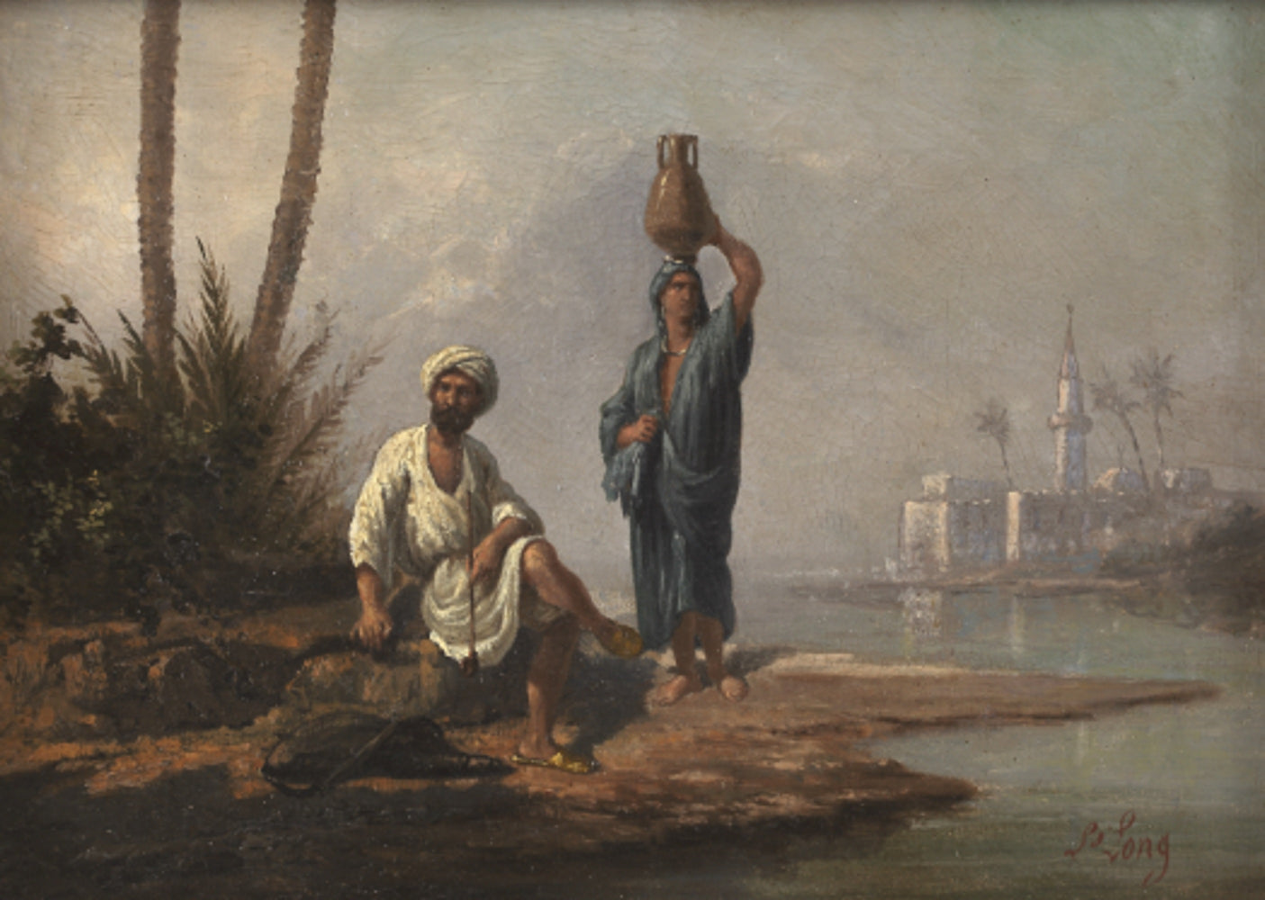 Orientalist scene Oil on canvas by Lieutenant LONG (XIX)
