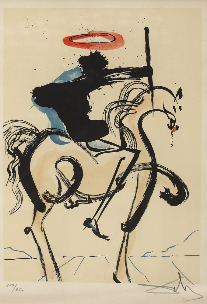 Le cheval noir Paper Art Lithographie by Salvador Dali