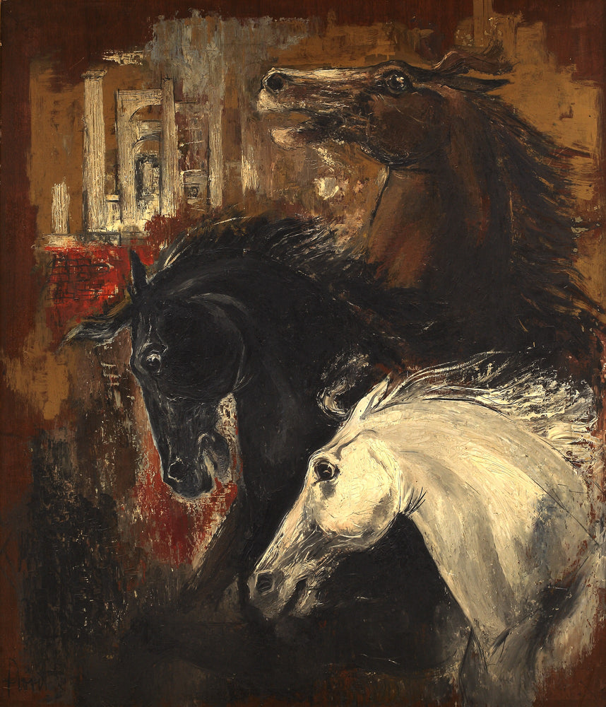 Caballos Oil Painting  on canvas by Florit Rodero, Jose Luis